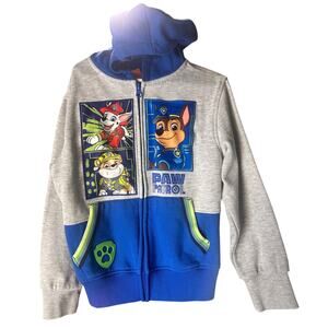Paw Patrol Zip Up Hoodie Toddler Boys Blue Gray Chase Marshall Rubble Jacket 5/6